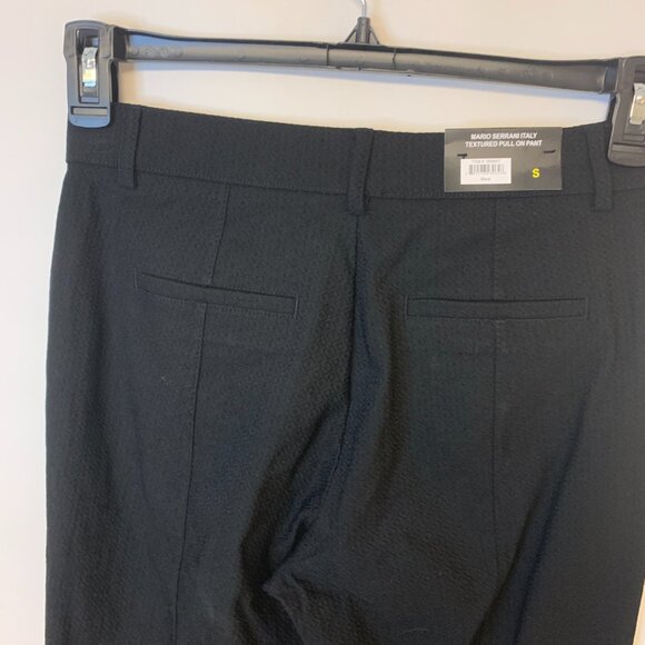 Mario Serrani Pants Size Small Black NWT Textured Straight Leg Classic Preppy - Picture 4 of 14